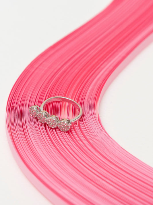 Valentine Ring  with three studs with silver plating