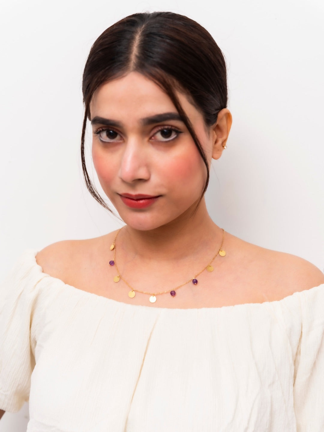Arrabela Amethyst Small Coin Necklace