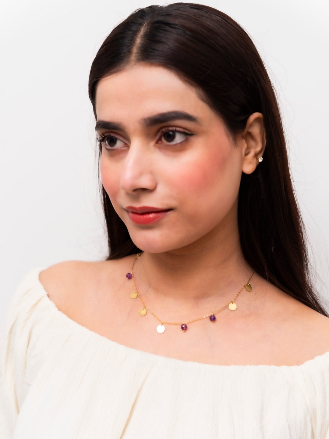 Arrabela Amethyst Small Coin Necklace