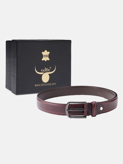 Unisex Classic Black Leather Formal Belt With Silver Buckle For Office Daily Wear